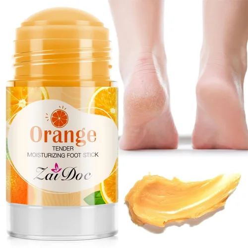 Tender Crema hidratante para pies, parafina líquida y aceite de oliva para talones secos y agrietados, 1.41 onzas (naranja)