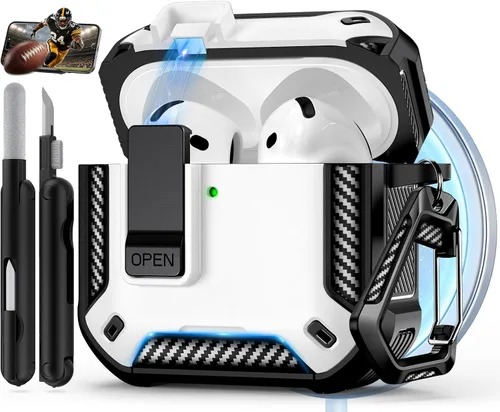 Miniatura 13 de Funda para AirPods Pro de 2 generación con soporte para teléfono, diseño de interruptor automático de protección completa contra caídas con kit