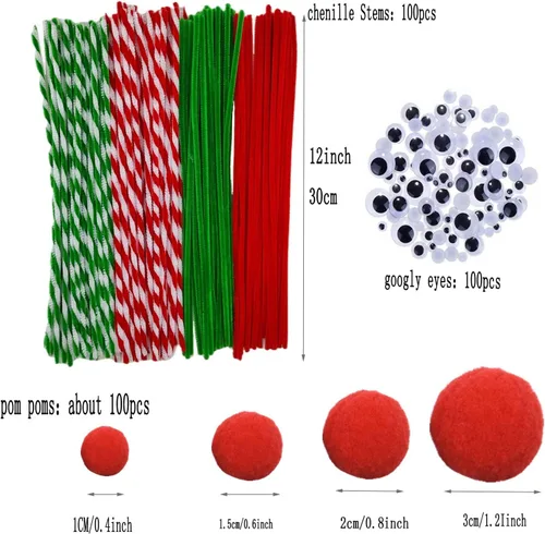Miniatura 2 de ANDES Juego de suministros para manualidades – Juego de limpiapipas y limpiapipas, pompones, palos, ojos salteados, tijeras y para proyectos de arte