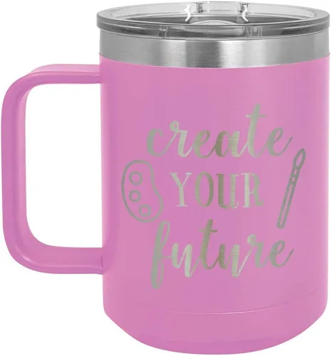 Miniatura 15 de CREATE YOUR FUTURE Negro 15 oz Taza de café w/Slide Tapa superior Taza de café de viaje aislada Ideas de regalos de cumpleaños o Navidad