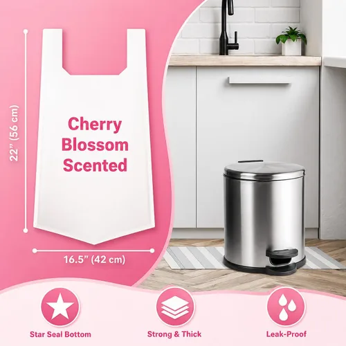 Miniatura 3 de Bolsas de basura perfumadas de 2.6 galones con asas (100 bolsas) pequeñas bolsas de basura para baño, papeleras para contenedores de oficina en casa