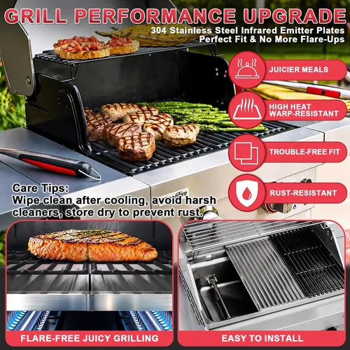 Miniatura 5 de DcYourHome Placas Emisora de Acero Inoxidable de Repuesto para Parrilla Charbroil Comercial Tru-Infrarroja 463241013 463268008 463247009 463246909