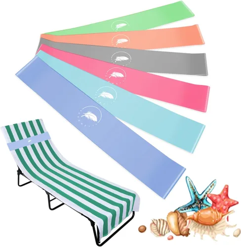 Miniatura 7 de Bandas de toalla (paquete de 6) - Clips elásticos para toallas de playa y crucero para sillas de playa, piscina, salón, portadores de toallas