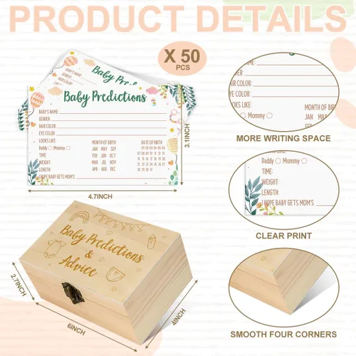 Miniatura 2 de Zopedia Predicción de bebé para baby shower, 50 tarjetas de predicción de baby shower para padres, divertidas actividades de juego de adivinanzas