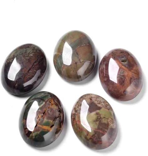 Miniatura 3 de Fashewelry 50 cabujones de piedra preciosa natural ovalada de aventurina verde con parte trasera plana, 0.551 x 0.394 in, cuentas de cristal