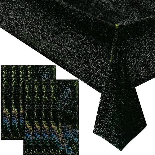 Miniatura 42 de 4 piezas de mantel de fiesta azul real holográfico de 40" x 108" con iridiscencia, mantel de plástico azul marino brillante para graduación, 4