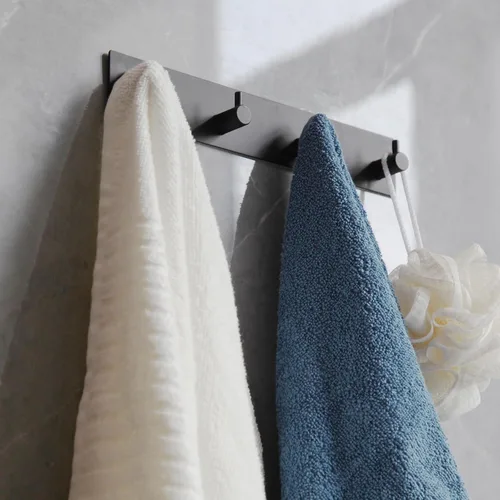 Miniatura 2 de giti island Ganchos autoadhesivos para toallas para baños, ganchos de pared negros para colgar toallas de baño, ganchos de ducha negros mate