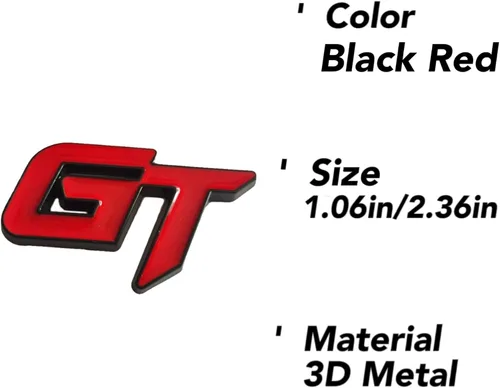 Miniatura 4 de 2 calcomanías de metal 3D con logotipo de GT para la tapa del maletero, calcomanías deportivas de carreras, repuesto para vehículos universales
