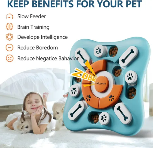 Miniatura 2 de FOXMM Juguetes interactivos de rompecabezas de golosinas para perros para entrenamiento de QI y estimulación mental, divertido alimentador lento