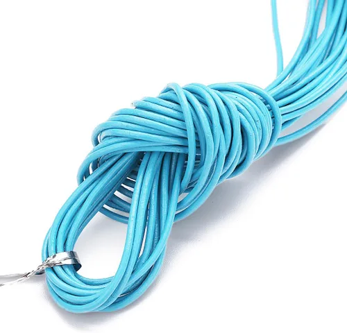 Miniatura 9 de Cuerda redonda de cuero real de 21 yardas, cuerda trenzada de cuero genuino para hacer joyas, collares, pulseras, cordones de zapatos, correas