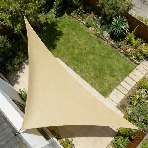 Miniatura 18 de Parasol triangular 12 x 12 x 12 pies, toldo estilo vela, bloqueador de UV para patio y exterior, de la marca LyShade, Azul cadete