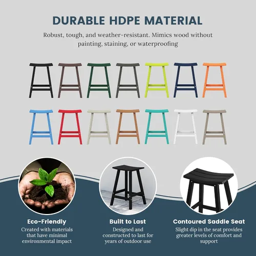 Miniatura 9 de HDPE Laguna Contempo - Taburete de silla de montar de 24 pulgadas, color negro