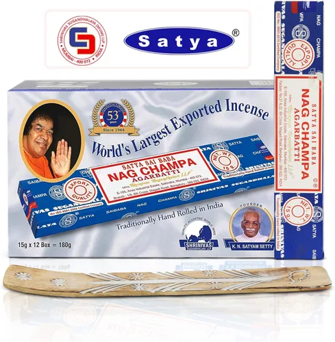 Miniatura 12 de Varillas de incienso aromático Satya Frankincense 180 g (15 g x 12 paquetes) de Satya Sai Baba Nag Champa y paquete de soporte de varillas