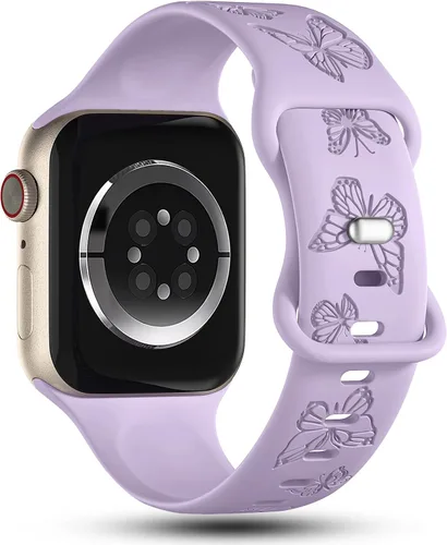 Miniatura 5 de Paquete de 3 correas grabadas con mariposas compatibles con Apple Watch Band de 1.496 pulgadas, 1.575 pulgadas, 1.614 pulgadas, 1.654 pulgadas