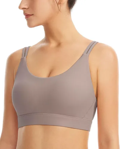 Miniatura 3 de Sujetadores deportivos acolchados para mujer, brasier deportivo sexy de línea larga entrecruzada, brasier deportivo de soporte medio con tirantes