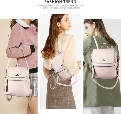 Miniatura 6 de Angel Kiss Backpack Purse for Women Casual Fashion Vegan Leather Shoulder Bag Ladies Zipper Magnetic Flap Backpack
