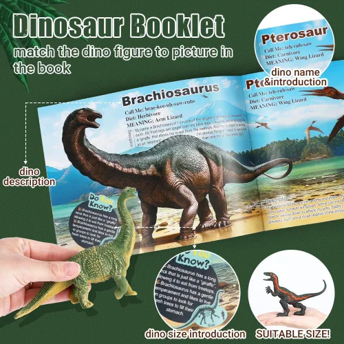 Miniatura 5 de OENUX Juguetes de dinosaurio para niños de 3 a 5 años, 12 piezas realistas de dinosaurios jurásicos con folleto educativo, dinosaurio de plástico