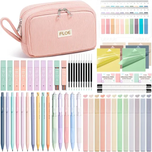 Miniatura 14 de 62 piezas de suministros escolares estéticos, bonitos suministros de regreso a clases, esenciales universitarios, set de papelería con estuche