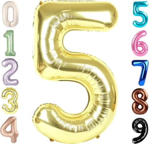 Miniatura 278 de Globos de números de 5 globos de 40 pulgadas, decoraciones de cumpleaños azules para niños y niñas, globos de números azul marino grandes