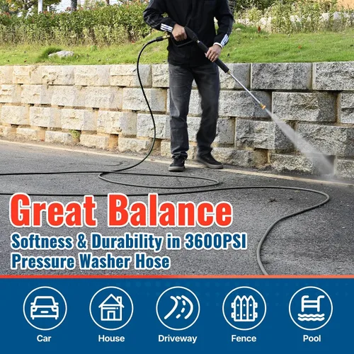 Miniatura 5 de YAMATIC Manguera de lavado a presión de 3600PSI para lavadora eléctrica de 25 pies x 1/4 pulgadas, resistente a las torceduras, manguera de repuesto