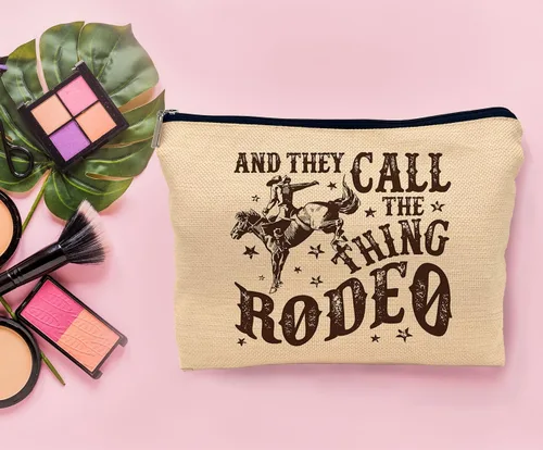 Miniatura 3 de Bolsa de maquillaje retro del oeste con diseño floral, calavera, cactus, paisaje, bolsa de cosméticos para maquillaje, bolsa pequeña con cremallera