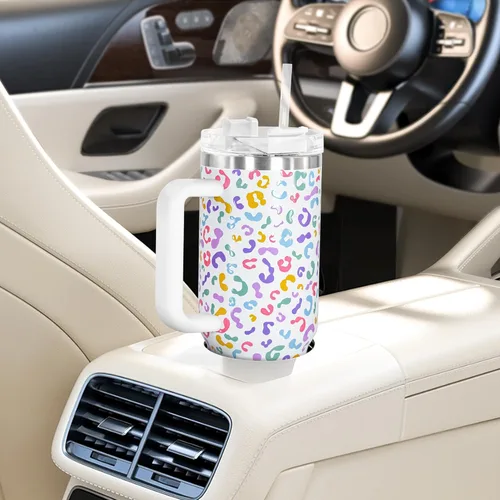 Miniatura 4 de Sweet Grain - Vaso de 40 onzas con asa y pajita, mantiene las bebidas frías hasta 24 horas, vaso aislado al vacío de acero inoxidable con diseño