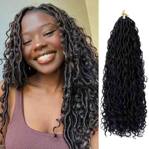 Miniatura 29 de Rastas sintéticas de cabello de ganchillo de 10 pulgadas, cabello de ganchillo Ombre Goddess Locs para mujer, trenzas de ganchillo suaves y rizadas