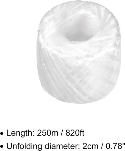 Miniatura 2 de Cuerda de nailon de poliéster [para embalaje incluido en el hogar DIY] -250m/820ft / 1 rollo de plástico, blanco