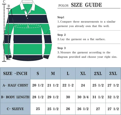 Miniatura 6 de Polo de golf para hombre, manga larga, a rayas, ajuste seco, casual, cuello piqué para hombre