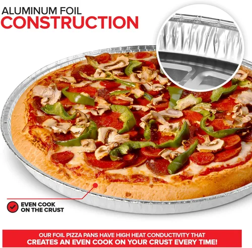 Miniatura 3 de (Paquete de 25) Moldes de Pizza de Aluminio de 12 Pulgadas Desechables Redondos de Papel de Aluminio para Pizzas Personales Individuales, Molde