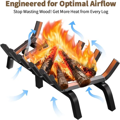 Miniatura 6 de AMAGABELI GARDEN & HOME Parrilla de Chimenea Soporte para Troncos de 24 Pulgadas Estante para Quemar Leña de Hierro Forjado Resistente Acero Sólido