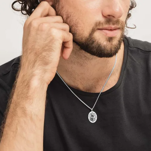 Miniatura 230 de Collar de plata de ley 925 con medalla de San Patrón, colgante de protección católica, amuleto, joyería religiosa para hombres y mujeres