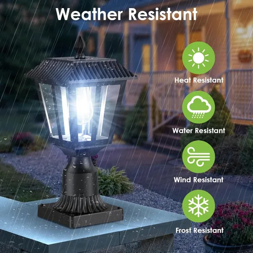Miniatura 3 de Greluna Luces solares para poste, lámpara solar del anochecer al amanecer con base de montaje en muelle, luces de poste al aire libre impermeables