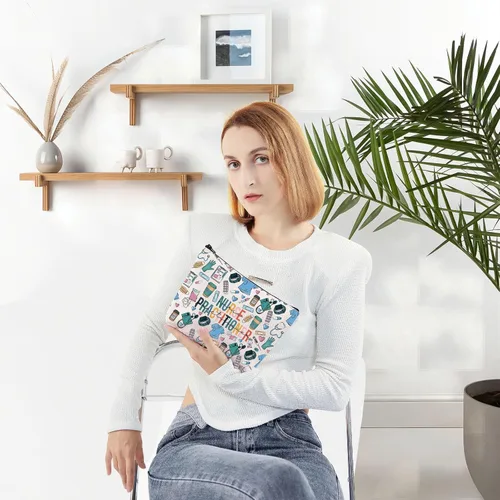 Miniatura 5 de WZMPA Bolsa de cosméticos para enfermeras practicantes, regalo médico NP, bolsa con cremallera de maquillaje de graduación para apreciación