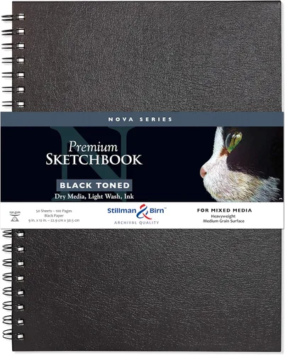 Stillman & Birn Nova Series - Cuaderno de bocetos con alambre gris, 9 x 12 pulgadas, 5.29 oz/m² (pesado), papel gris, superficie de grano medio