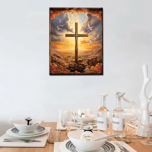 Miniatura 3 de Pintura al óleo de Jesús Dios por números para adultos, pintura al óleo religiosa, arte acrílico, arte de león, lienzo con pintura acrílica, cita