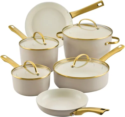 Miniatura 19 de Farberware - Juego de ollas y sartenes de cerámica antiadherente forjada para inducción con tapas y herramientas de cocina de cocina - Apto