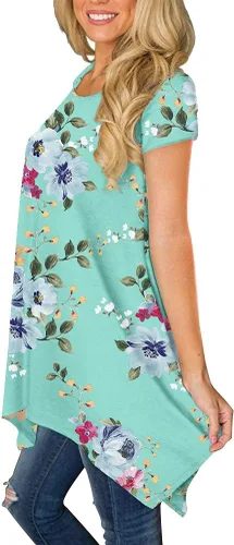 Miniatura 2 de POPYOUNG Blusa casual de manga corta para mujer, 2024