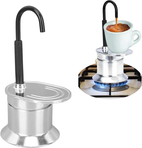 Tnfeeon Sliver de aleación de aluminio de un solo tubo de 1.7 fl oz, cafetera italiana con boquilla para estufa, disfruta de un delicioso café en