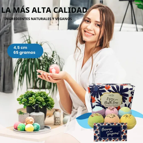 Miniatura 8 de Set de regalo para bombas de baño, 24 bombas de baño de aromaterapia hechas con aceites esenciales orgánicos, sales gaseosas de spa con manteca