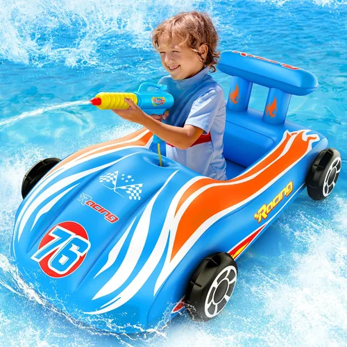 Flotadores de piscina para niños con pistola de agua – Juguetes inflables de piscina para niños de 4 a 8 años de edad, flotador de piscina al aire