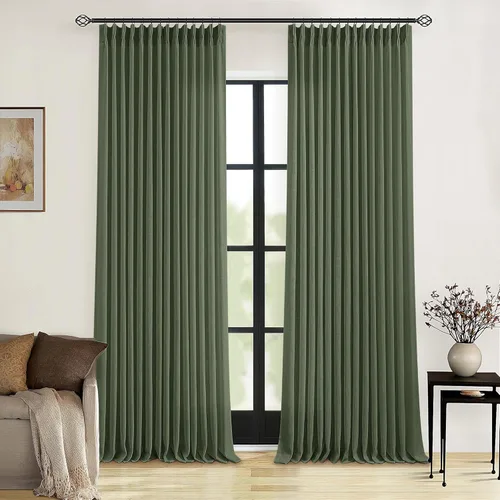 Miniatura 30 de Cortinas de lino natural con pliegues fruncidos de 120 pulgadas de largo para sala de estar, cortinas plisadas con ganchos y lengüeta trasera