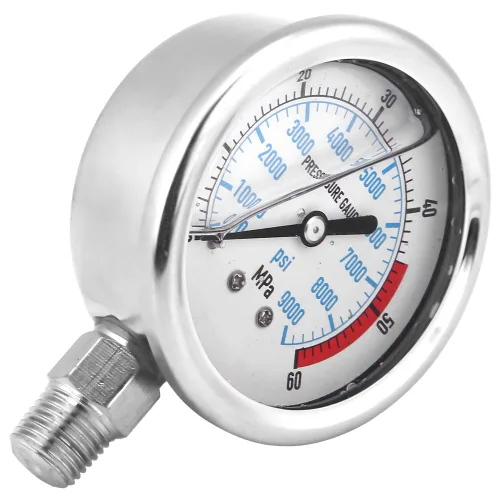 Miniatura 8 de Manómetro hidráulico, 60 MPa / 9000 PSI doble escalas acero inoxidable manómetro líquido presión base entrada NPT conexión de rosca 1/4