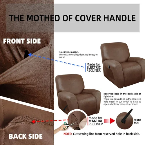 Miniatura 8 de ANARACHON Fundas para Sillas Reclinables Tipo Cuero, 4 Piezas Funda para Sillón Reclinable Lazy Boy, Protector de Muebles - Funda Suave Lavable