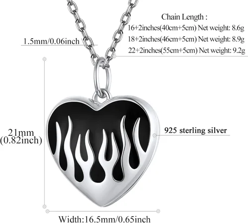 Miniatura 5 de FindChic Collar con medallón de corazón de plata de ley 925, nudo celta, rama delicada, ala de ángel, ramas de plantas, abrazo, llama, collar