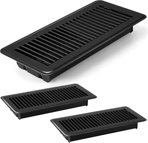Miniatura 18 de Retisee 4 cubiertas de ventilación de registro de piso de 4 x 12 pulgadas, rejillas de ventilación de piso de acero resistente con flujo de aire