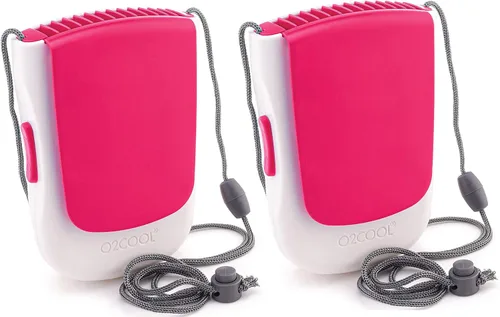 Miniatura 10 de O2COOL Ventilador de collar de lujo, alimentado por pilas, ventilador de refrigeración personal manos libres con cordón ajustable, soporte de mesa +