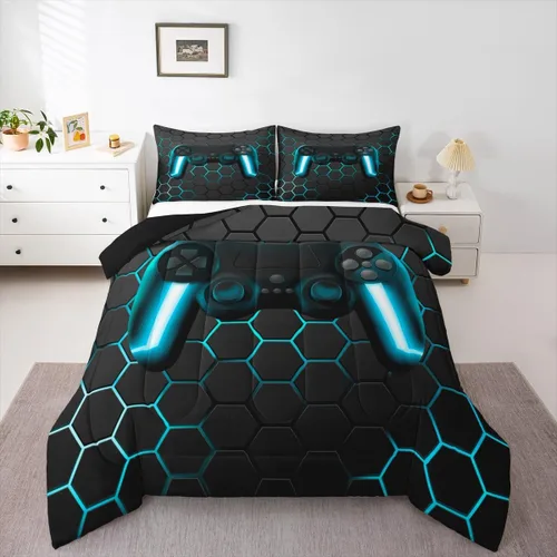 Miniatura 14 de Edredón de videojuegos para niños y adolescentes, juego de ropa de cama individual, juego de edredón para niños y jugadores, decoración del hogar