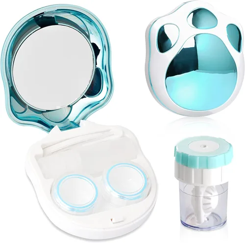 Lasiyanor Kit de viaje para lentes de contacto con arandela limpiadora, caja de contacto portátil con pinzas de espejo, herramienta de eliminación