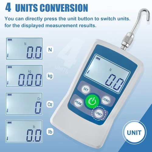 Miniatura 2 de BAOSHISHAN Medidor de fuerza digital 100N Push Pull Gauge 100N/22LB/22.0 lbs/360Oz Gatillo Pull Gauge con 4 unidades de almacenamiento portátil
